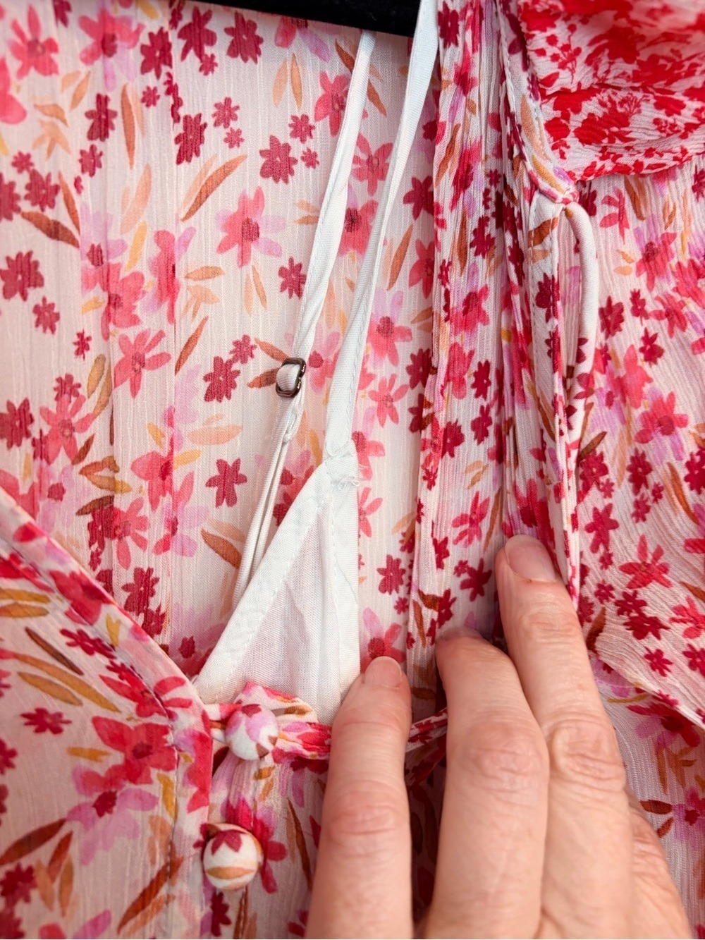 Anthropologie Floral Tiered Maxi Dress Pink Boho Cottagecore Tassel Tie Medium - Picture 8 of 13